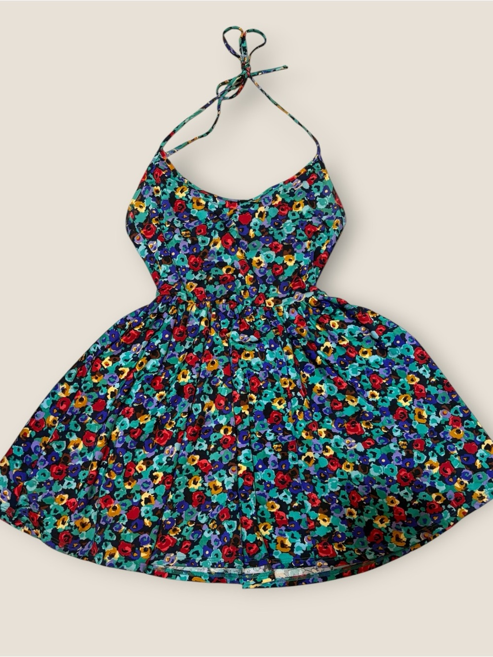 American Apparel Floral Nylon Tricot Figure Made in the USA Skater Mini Dress